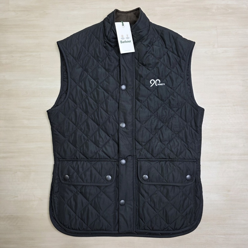 Barbour Lowerdale Gilet Black Quilted Vest Full Zip‎ Snap 90 Ninety Size Medium